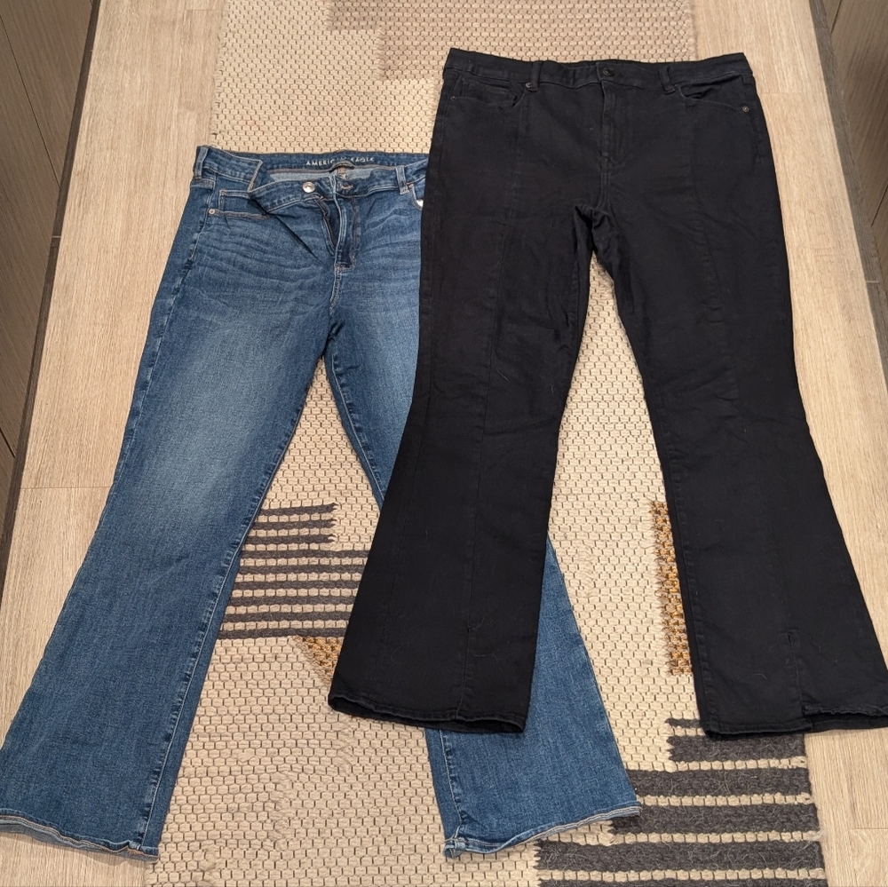 Lot Of 2 American Eagle High Waisted Skinny Kick Jeans Size 20 Long